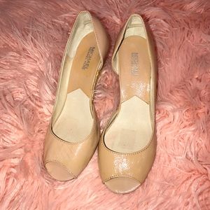 Michael Kors Nude Peep Toe Wedge - 9 1/2